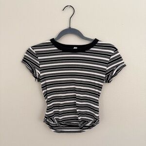 Free People Movement Black White Striped Short Sleeve Top Size XS